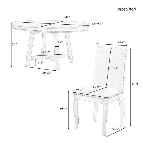 5-piece Farmhouse Wooden Dining Table Set