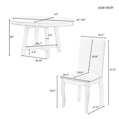 5-piece Farmhouse Wooden Dining Table Set