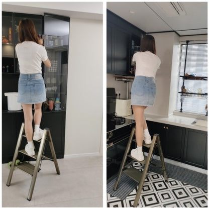 3 Step Ladder, Aluminum Alloy Ladder, Folding Ladder, With Wide Non-skid Pedals 300 Lb Capacity Home Office Portable Ladder, Light And Strong Compact, Can Be Used In The Study Bedroom Kitchen Office