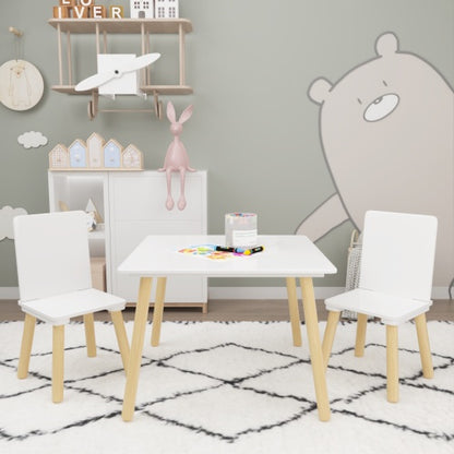 Wooden Children's Table And 2 Chairs Set