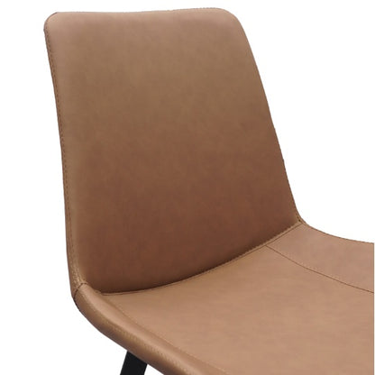 Brown PU Leather Dining Chair With Metal Legs, Modern Upholstered Chair Set Of 4 For Kitchen