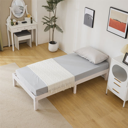 Basic Bed Frame Washed White Wooden Bed