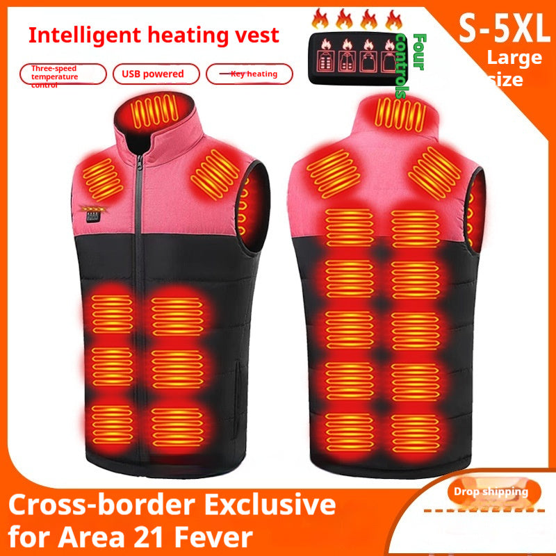 Color Matching Four-control Zone 21 Self-heating Vest V-neck