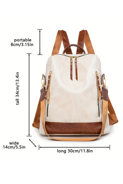 White Waterproof PU Leather Backpack