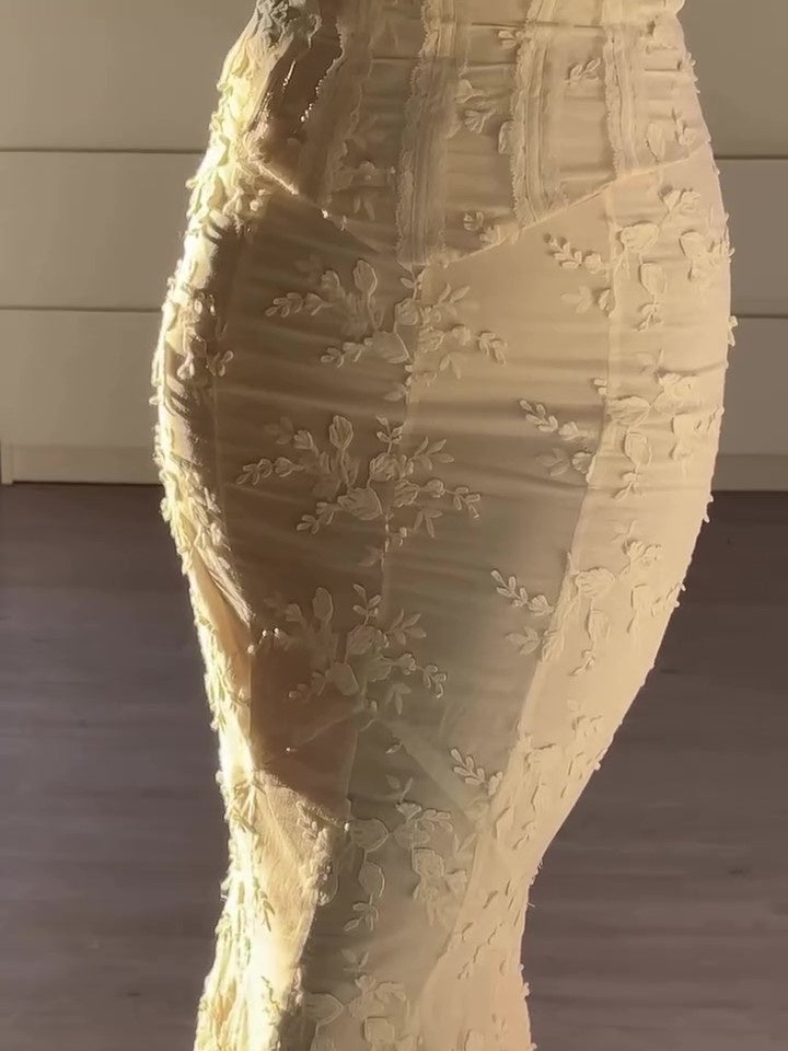 Sexy Embroidered Strapless Butt-covering Two-piece Dress