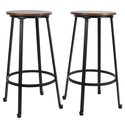 2PCS Vintage Bar Stools Pub Height Chairs Backless Barstools for Kitchen Furniture