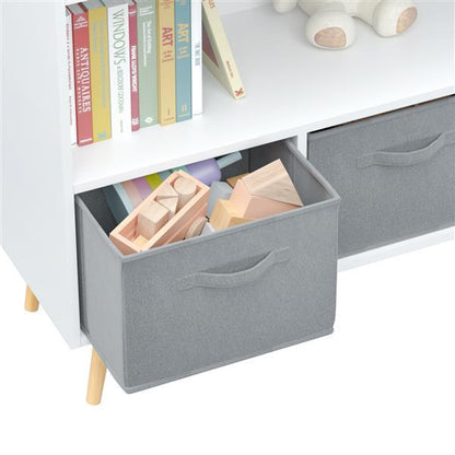 Children's Bookcase With Foldable Fabric Drawers, Children's Book Display, Toy Storage