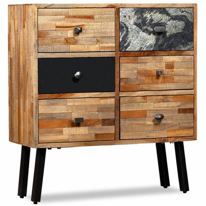 vidaXL Side Cabinet with 6 Drawers Solid Reclaimed Teak 70x30x76 cm