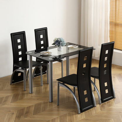 Black And Clear Dining Table Set