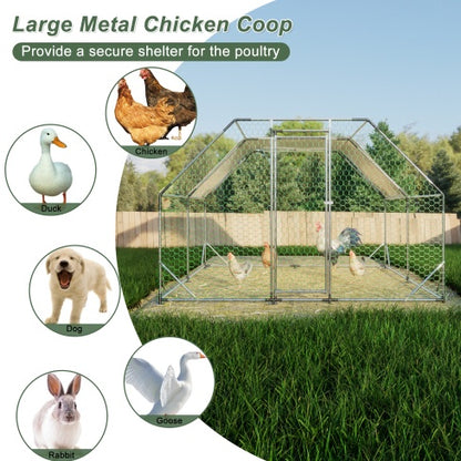 10 Ft. X 13 Ft. Galvanized Large Metal Walk In Chicken Coop Cage Farm Poultry Run Hutch Hen House