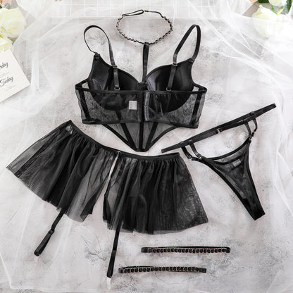 Women's Fashion Pleated Skirt Underwear Set