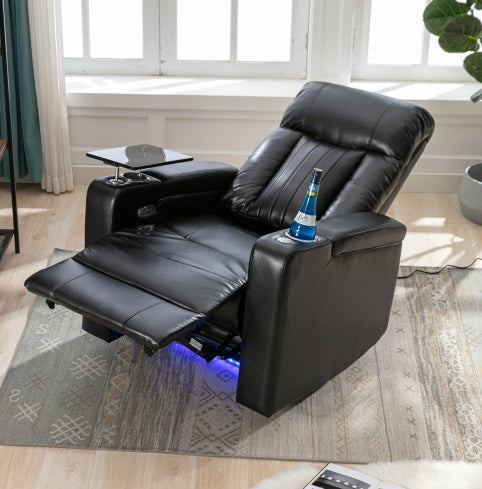 Premium Power Recliner With Storage Arms, Cupholders, Swivel Tray Table And Cell Phone Stand,Black