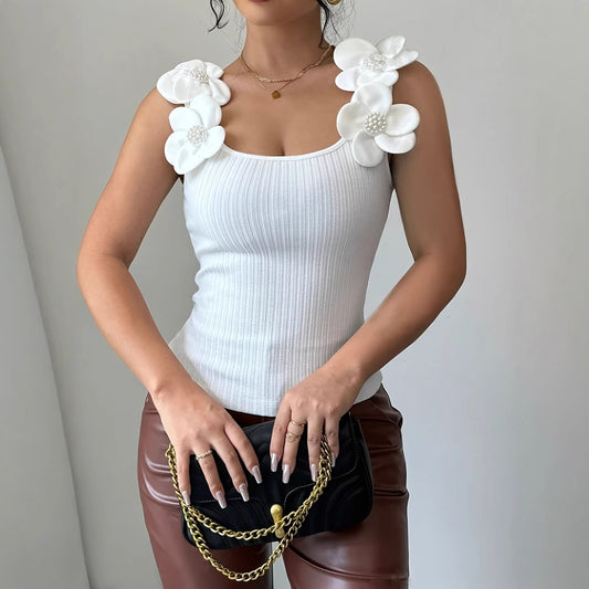 Three-dimensional Flower Elegant Spring And Summer Knitted Vest