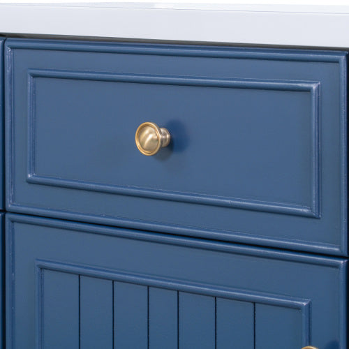 36  Bathroom Vanity Cabinet With Sink Top Combo Set, Navy Blue, Single Sink, Shaker Cabinet With Soft Closing Door And Drawer