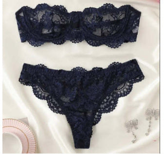 Black Floral Lace Underwear Suit