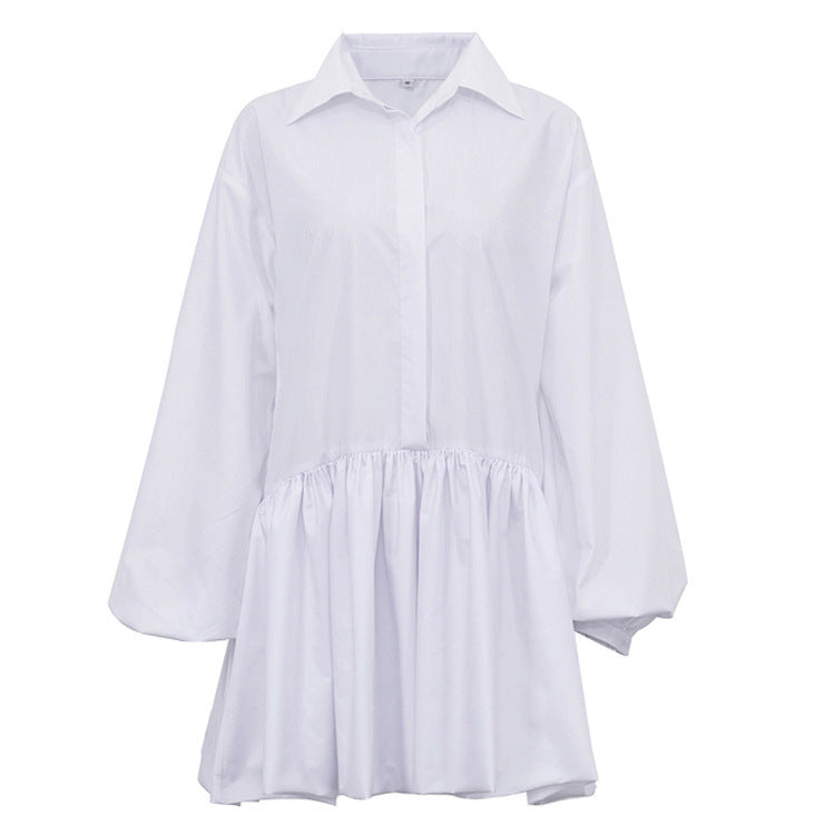 Puff Sleeve Shirt Dress Women