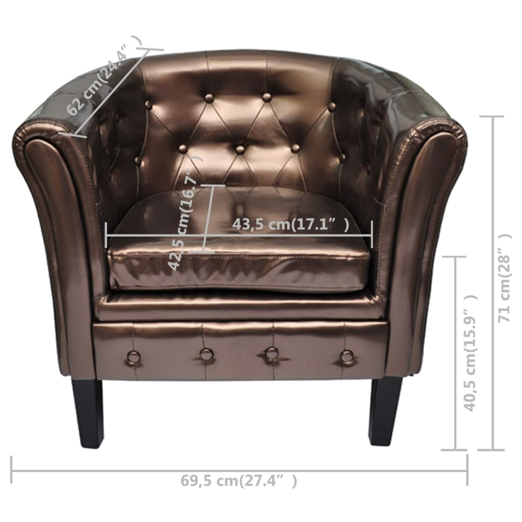 vidaXL Tub Chair Brown Faux Leather