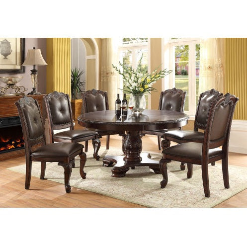 Beautiful Hand-carved Formal Traditional Dining Chair With Faux Leather Upholstery