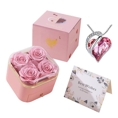 Valentines Day Rose Flower Drawer Jewelry Box Earrings Ring Necklace Storage Valentine's Day Gift Box Romantic Jewelry Packaging Box