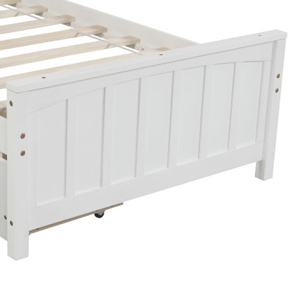 Twin Size Platform Bed With Two Drawers, White