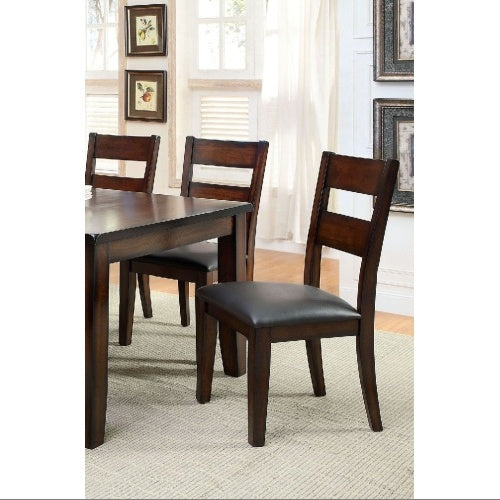 Dark Cherry Finish Solid Wood Transitional Style Kitchen Set Of 2pcs Dining Chairs Bold Sturdy Design Chairs Dining Room Furniture Padded Leatherette Seats