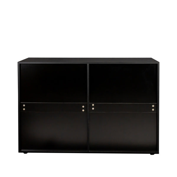 Black Particleboard Eight Drawer Cabinet