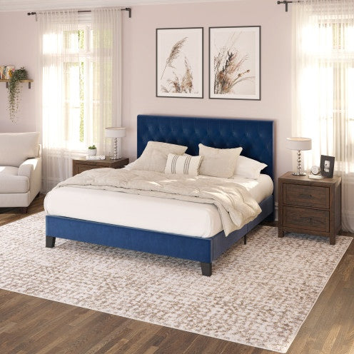 Wallace Bay Luma Blue Queen Upholstered Bed