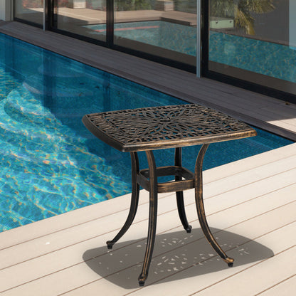 21.3-inch Square Courtyard Cast Aluminum Table In Antique Bronze Color