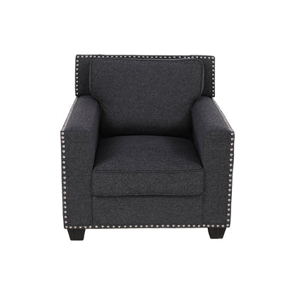 Black Linen Living Room Chair