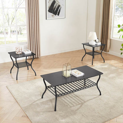 Contemporary 3 Piece Coffee Table Set Rectangular Coffee Table