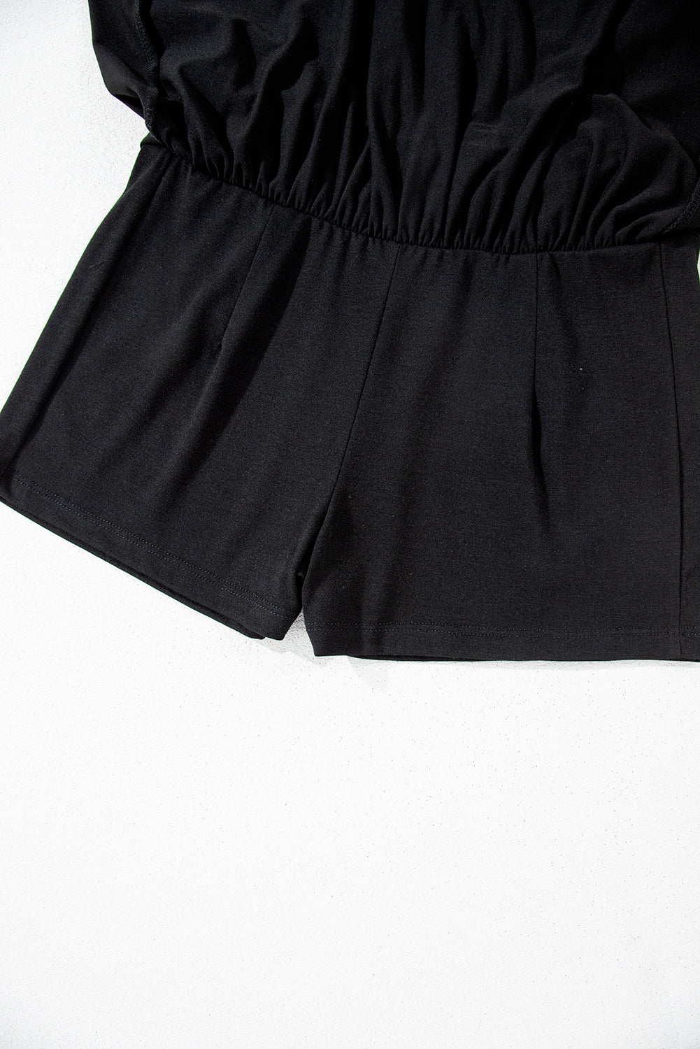 Black Ruched Wide Waistband Plain Skort