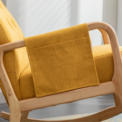 Comfortable Rocking Chair With Footrest In Linen