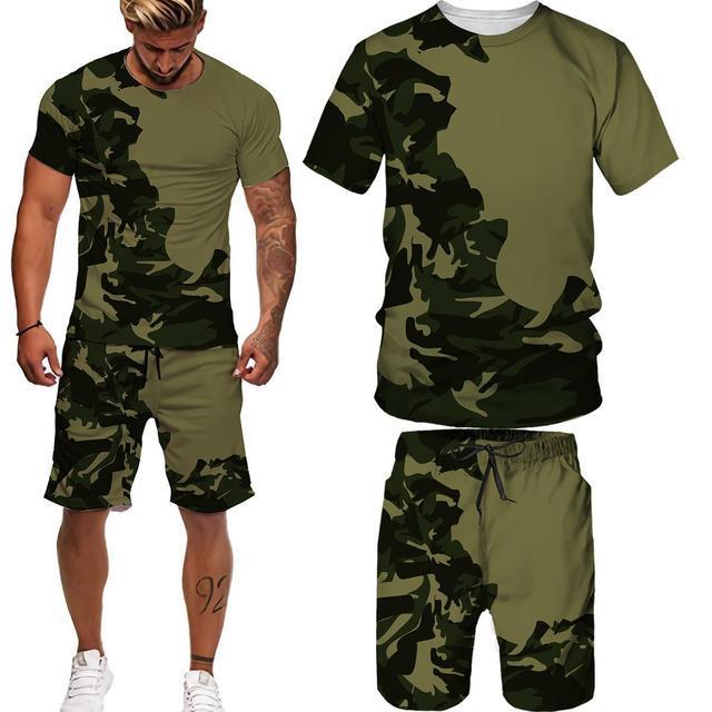 3D Digital Printing Short-sleeved Beach Pants Two-piece Set