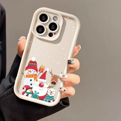 Cute Santa Claus Phone Case Frosted Advanced Christmas Pattern Case For Phone Shockproof Soft Silicone Phone Cover