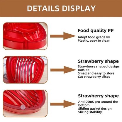 Red Strawberry Slicer Plastic Fruit Carving Tools Salad Cutter Berry Strawberry Cake Decoration Cutter Kitchen Gadgets