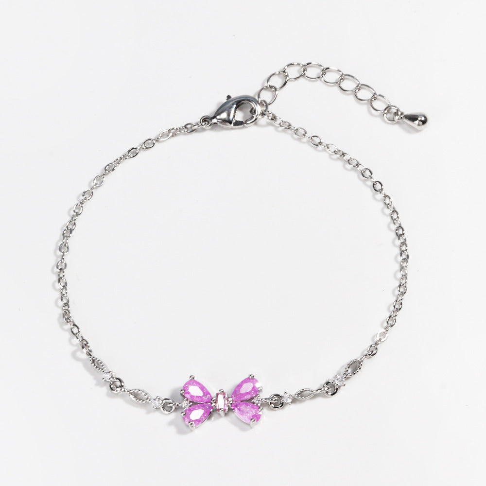 Sweet Bow Heart Rhinestone Bracelet Y2K Ins Fashion Chain Bracelet Valentine's Day