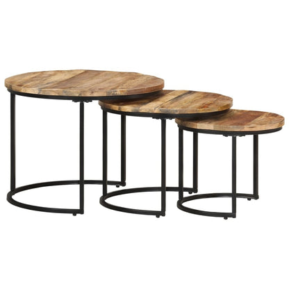 vidaXL Nesting Tables 3 pcs Rough Mango Wood