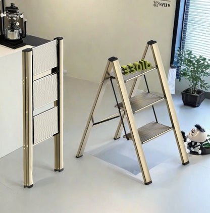 3 Step Ladder, Aluminum Alloy Ladder, Folding Ladder, With Wide Non-skid Pedals 300 Lb Capacity Home Office Portable Ladder, Light And Strong Compact, Can Be Used In The Study Bedroom Kitchen Office