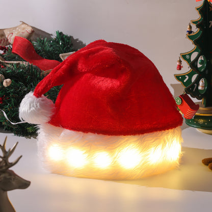 Christmas Hat LED Light Plush Children's Adult Christmas Decorations Christmas Supplies Luminous Santa Hat Home Decoracion