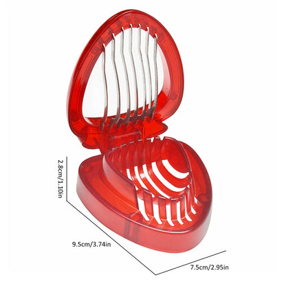 Red Strawberry Slicer Plastic Fruit Carving Tools Salad Cutter Berry Strawberry Cake Decoration Cutter Kitchen Gadgets