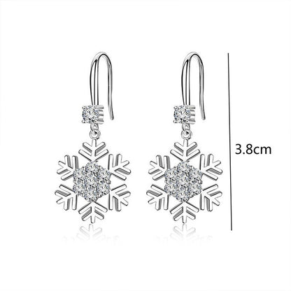 Temperament Snowflake Earrings With Rhinestones Fashion Personalized Christmas Earrings For Women Jewelry