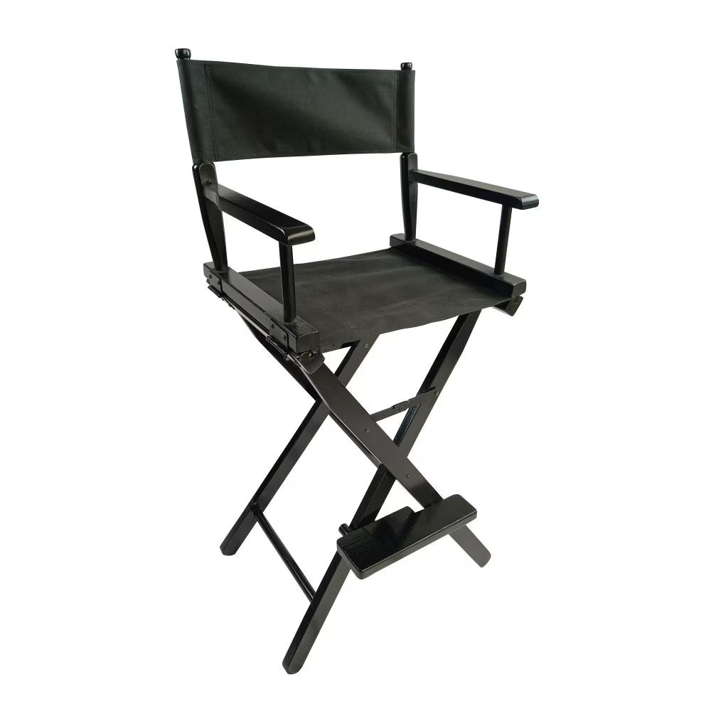 Casual Home Director's Chair, Black Frame Black Canvas,Suitable For Adults, Foldable Style, 2pcs Set Populus