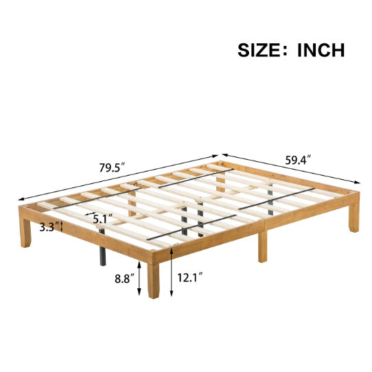 Ueen Size Wood Platform Bed Frame,No Box Spring Needed,Strong Wood Slat Support, Easy Assembly