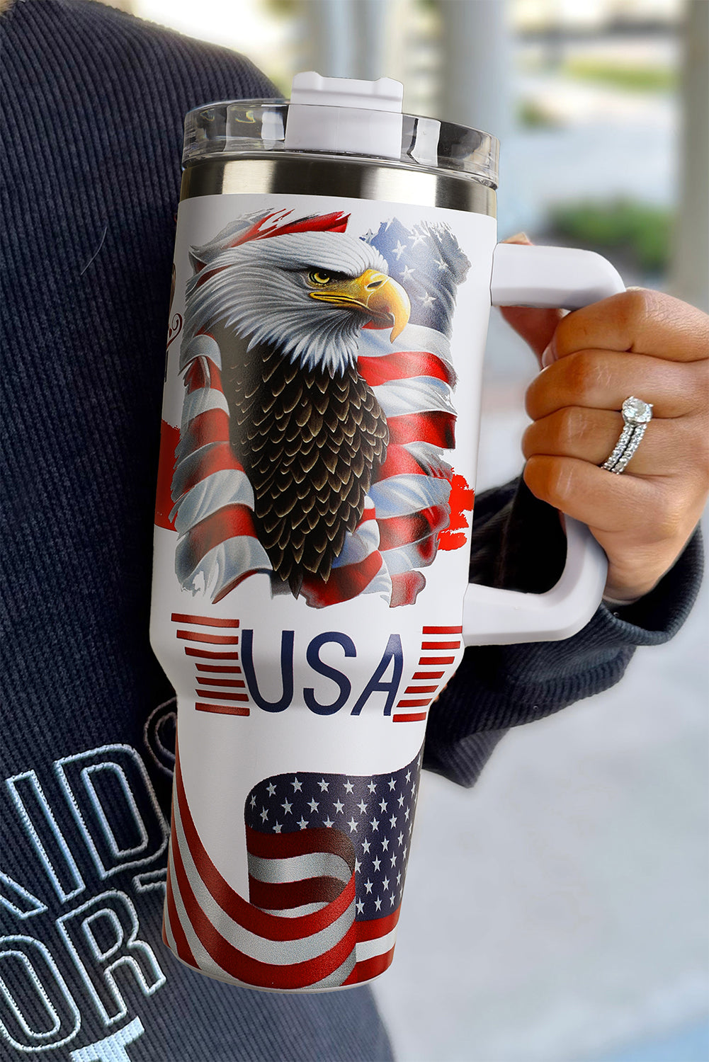 White American Flag Eagle Graphic Tumbler Cup