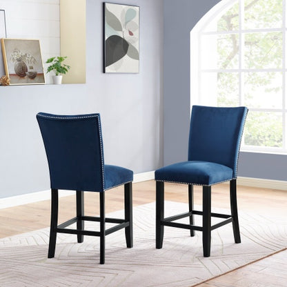 Camila - Velvet Counter Chair Blue