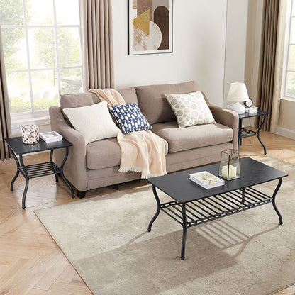 Contemporary 3 Piece Coffee Table Set Rectangular Coffee Table