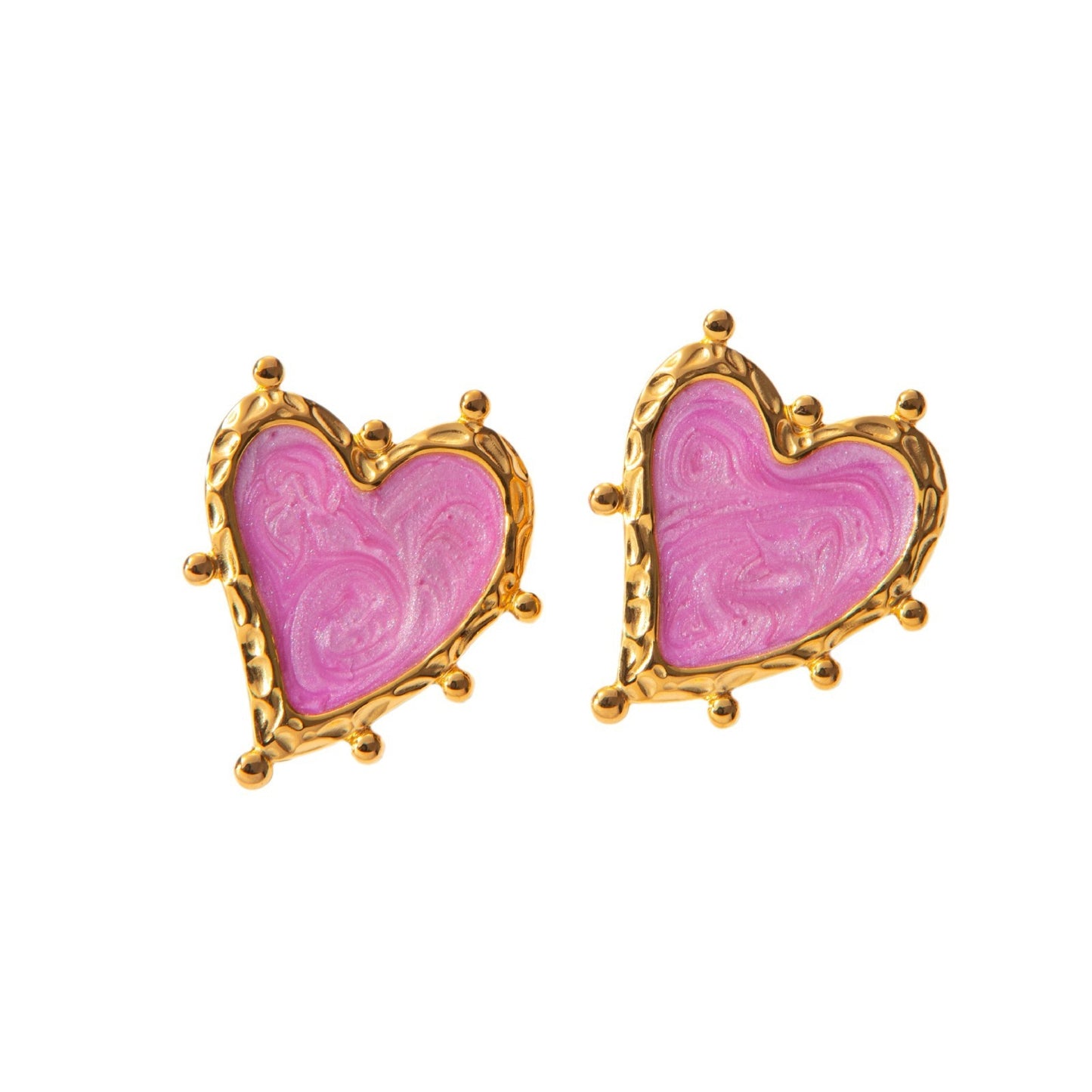 Sweet Magic Purple Love Stainless Steel Retro Fashion Ear Studs Girl Beautiful Love Jewelry Earrings For Women