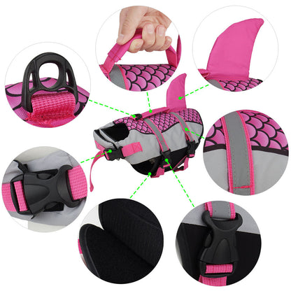 Swim Pet Dog Life Jacket Vest Clothes Life Vest Collar Harness Pets Swimming Summer Swimwear Scales Shark Pet Products