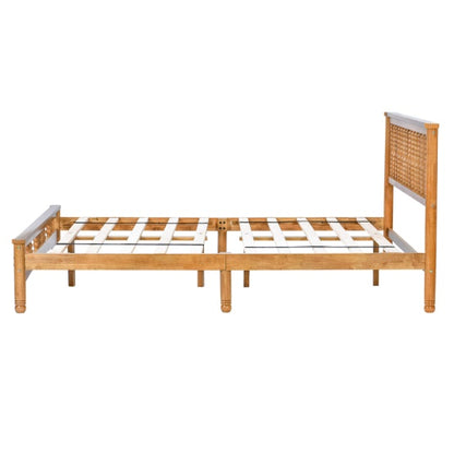 Queen Size Elegant Style Wooden Platform Bed Frame With Headboard,No Need Box Spring,Easy Assembly