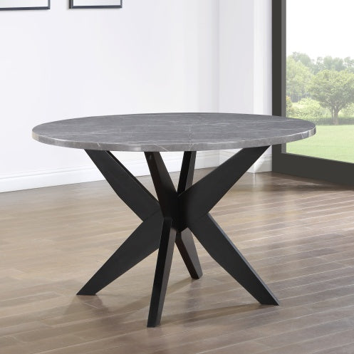 Amy - Round Faux-Marble Dining Table - Gray